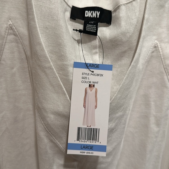 DKNY White Linen Dress Long NEW - Picture 2 of 2